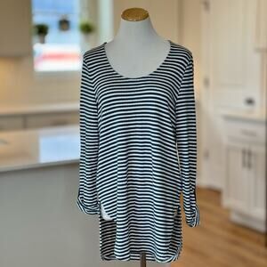 Akemi + Kin | Anthropologie Brand Blue & White Stripe Sylvie Pointelle Top